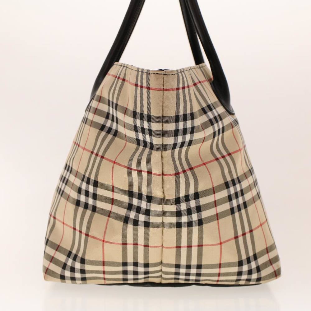 BURBERRY Nova Check Hand Bag Nylon Beige Auth ti1111 - Picture 3 of 16